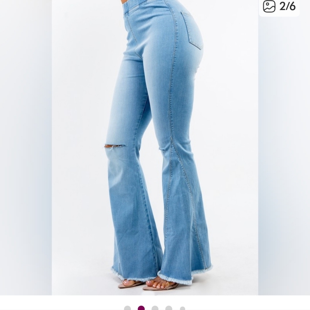 High Waist Denim Flare Pants